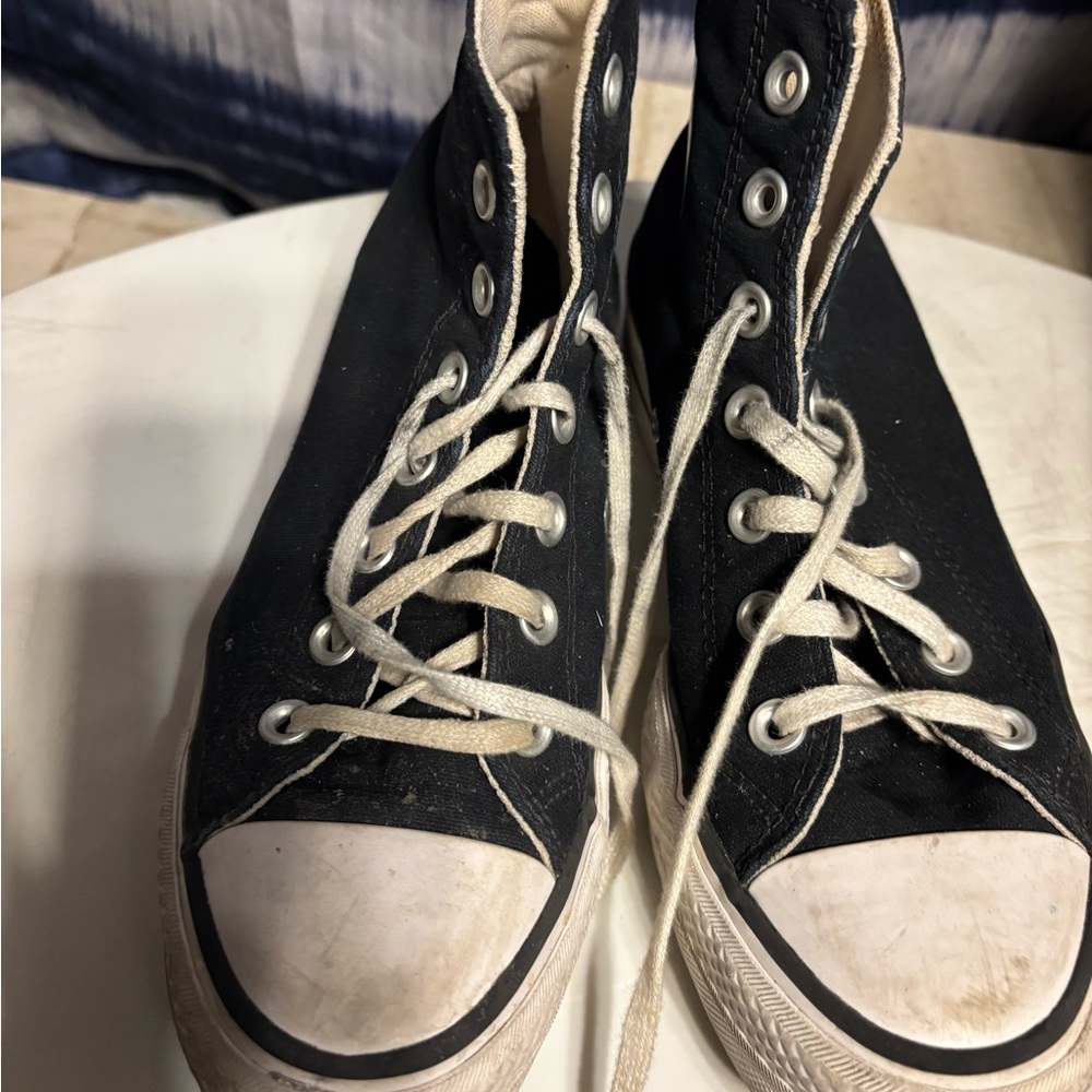 Black High-Top Sneakers with White Accents
